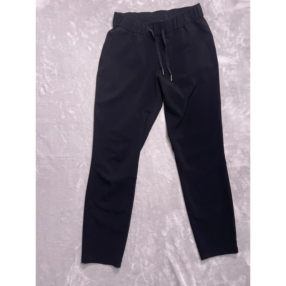 Lululemon Womens 4 Black Joggers Tapered Drawstring Track Pants Gym Workout - Picture 2 of 9